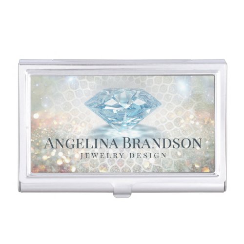 Sparkling Clear Diamond Jewelry Design Box Busines Business Card Case