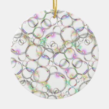 Sparkling Clear Translucent Bubbles On White Ceramic Ornament by UFPixel at Zazzle