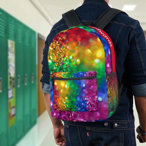 Sparkling Color Burst Rainbow Sequin Customizable  Printed Backpack