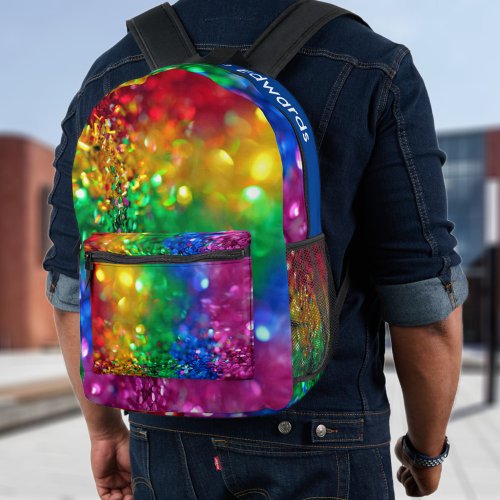 Sparkling Color Burst Rainbow Sequin Customizable  Printed Backpack