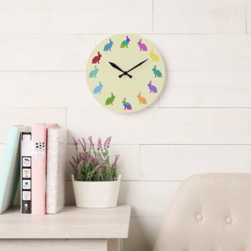 Sparkling Colorful Bunny Rabbit Wall Clock