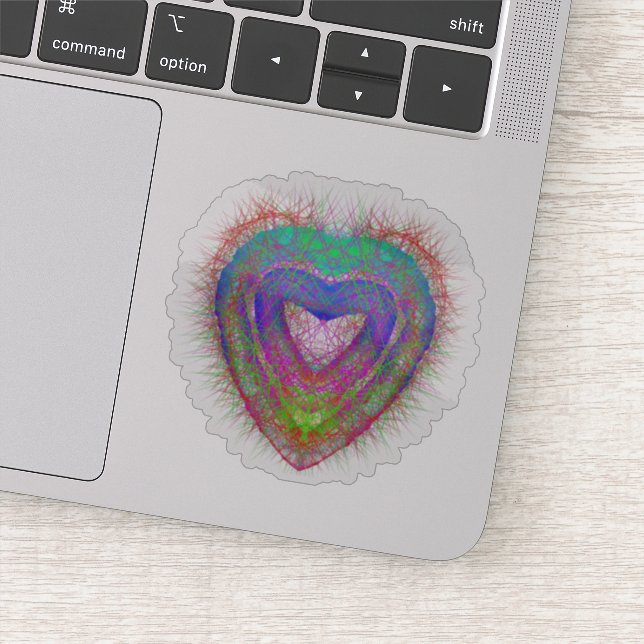 Sparkling colorful neon heart boho graphic  sticker (Detail)