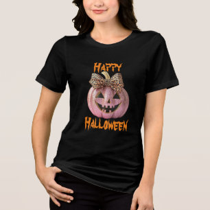 Sparkling Coquette Modern Halloween Pumpkin Tri-Blend Shirt
