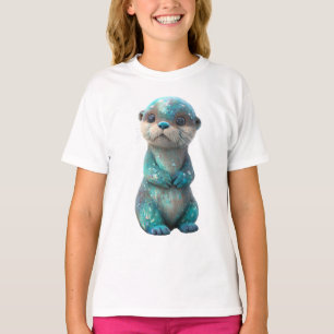 Sparkling Cosmic Galaxy Otter Kids T-Shirt