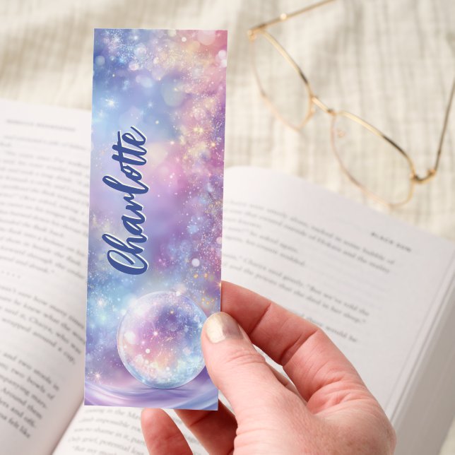 Sparkling Crystal Ball Pastel Sky Personalized Bookmarks (Hand)
