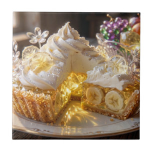 Sparkling Crystal Banana Cream Pie Ceramic Tile