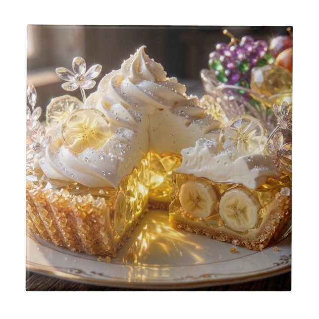 Sparkling Crystal Banana Cream Pie  Ceramic Tile (Front)