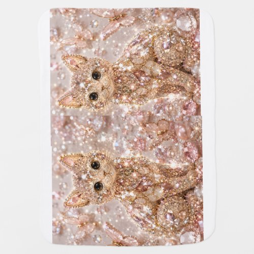 Sparkling Crystal Cute Cat Aesthetic Cozy Fleece B Baby Blanket