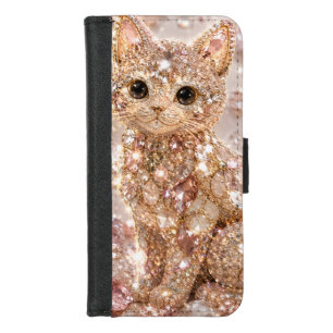 Sparkling Crystal Cute Cat Aesthetic Phone Cas iPhone 8/7 Wallet Case