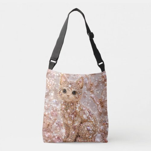 Sparkling Crystal Cute Cat Aesthetic Tote Bag