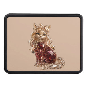 Sparkling Crystal Cute Cat Golden Pink Hitch Cover