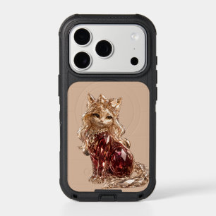 Sparkling Crystal Cute Cat Golden Pink iPhone 17 Pro Case