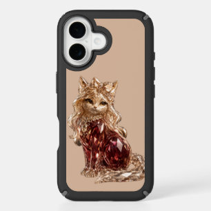 Sparkling Crystal Cute Cat Golden Pink iPhone 16 Case