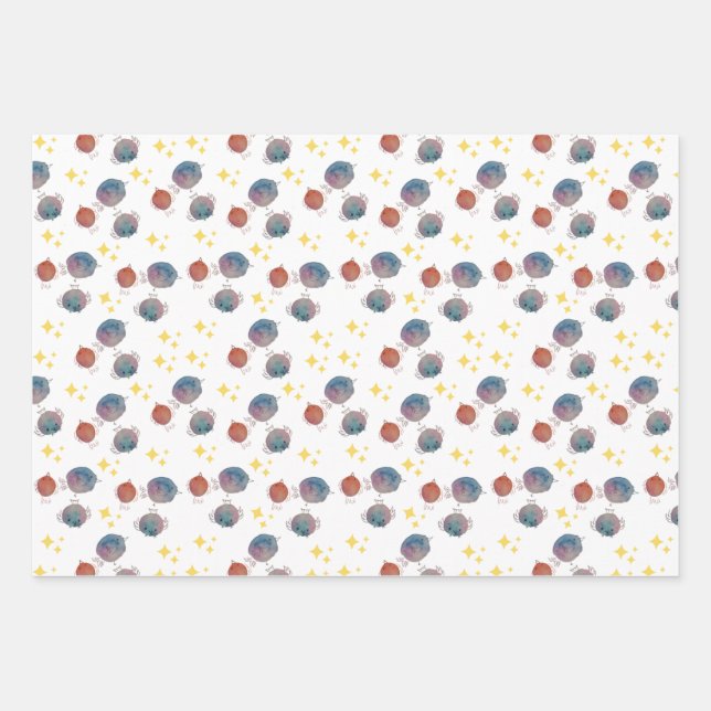 Sparkling cute Galaxy birds Wrapping Paper Sheets (Front 2)