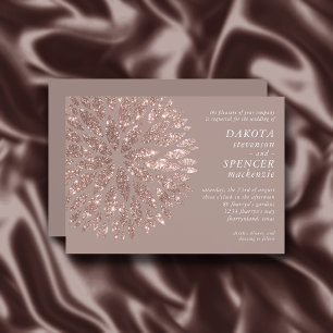 Sparkling Dahlia Taupe Blush Rose Gold Wedding I Invitation
