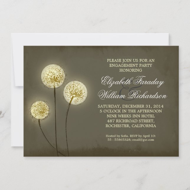 sparkling dandelions engagement party invitations (Front)