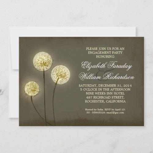 sparkling dandelions engagement party invitations