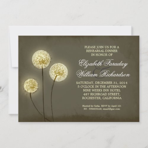 sparkling dandelions rehearsal dinner invitations