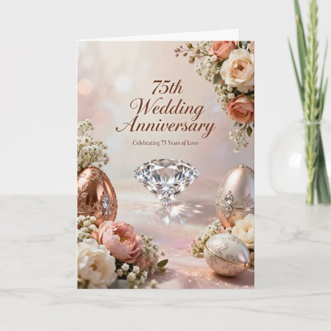 Sparkling Diamond 75th Wedding Anniversary Card (Front)