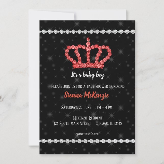 Sparkling Diamond Crown - choose your background Invitation (Front)