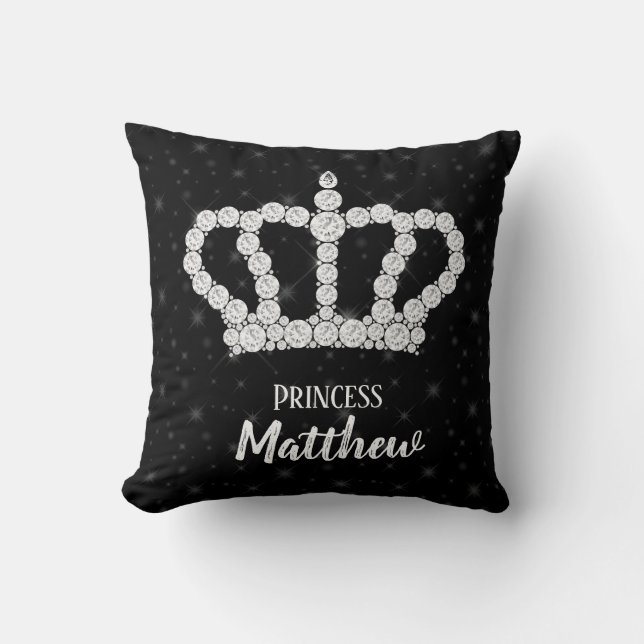 Sparkling Diamond Crown - choose your background Throw Pillow (Front)