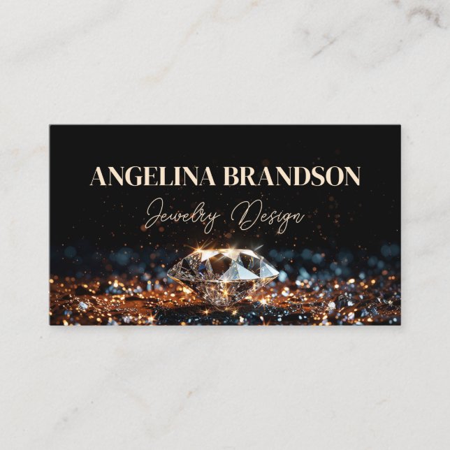 Sparkling Diamond Jeweler Crystal Jewelry Designer Business Card (Front)