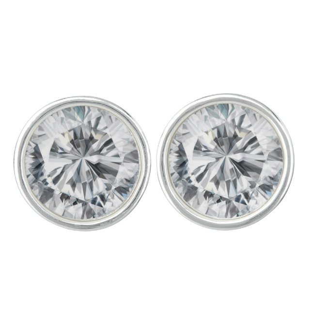Sparkling Diamond texture April Birthstone Cufflinks (Front)