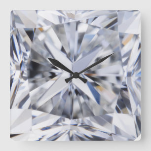 Sparkling Diamond texture April Birthstone Square Wall Clock