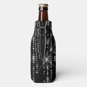 Sparkling Diamonds on Black Bottle Cooler