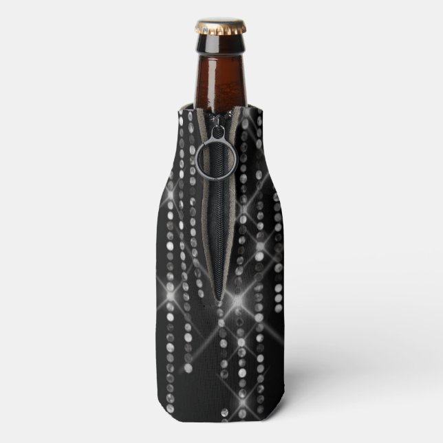 Sparkling Diamonds on Black Bottle Cooler (Bottle Back)
