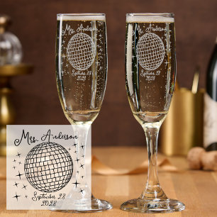 Sparkling Disco Ball Mr and Mrs Toasting Glasses