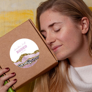 Sparkling Disco cowgirl Bachelorette, gold glitter Classic Round Sticker