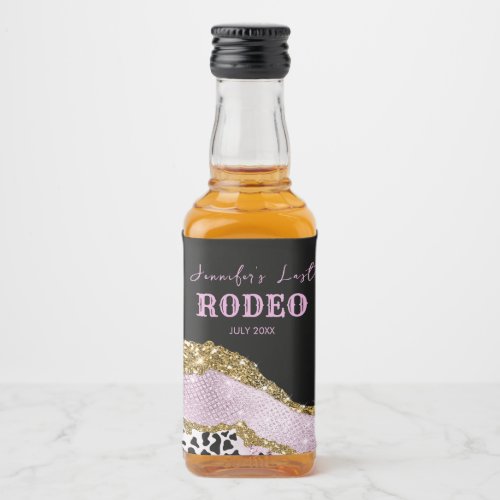 Sparkling Disco cowgirl Bachelorette gold glitter Liquor Bottle Label