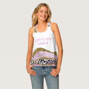 Sparkling Disco cowgirl Bachelorette, gold glitter Tank Top