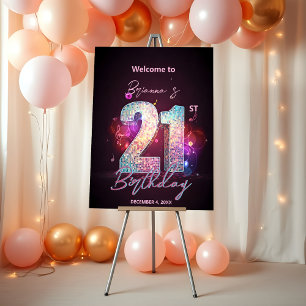 Sparkling Disco Dance 21st Birthday Celebration Foam Board