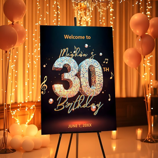 Sparkling Disco Dance 30th Birthday Celebration Foam Board (Creator Uploaded)