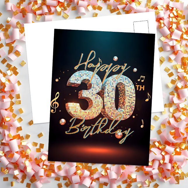 Sparkling Disco Dance 30th Birthday Celebration Postcard (Creator Uploaded)