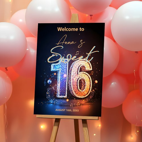 Sparkling Disco Sweet 16 Birthday Celebration Foam Board