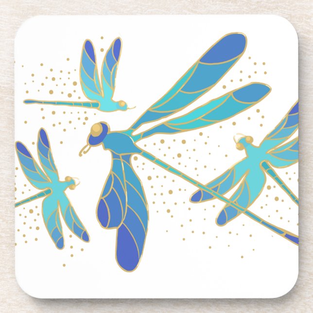 Sparkling Dragonflies Beverage Coaster (Front)