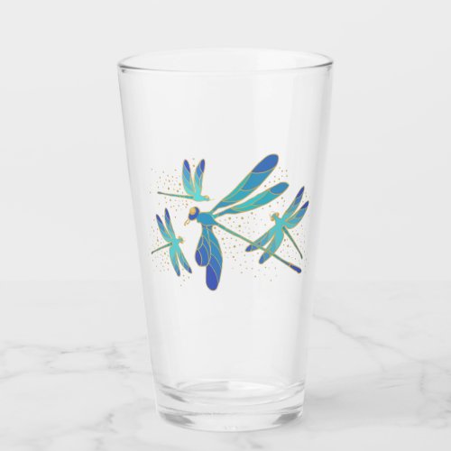 Sparkling Dragonflies Glass