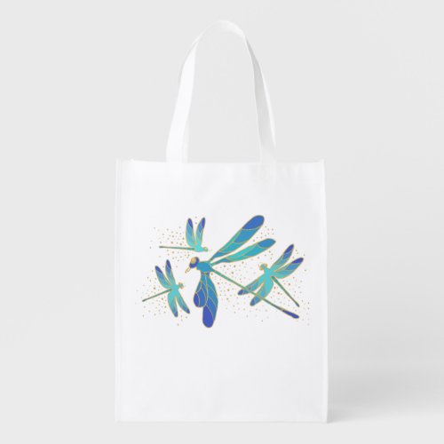 Sparkling Dragonflies Grocery Bag