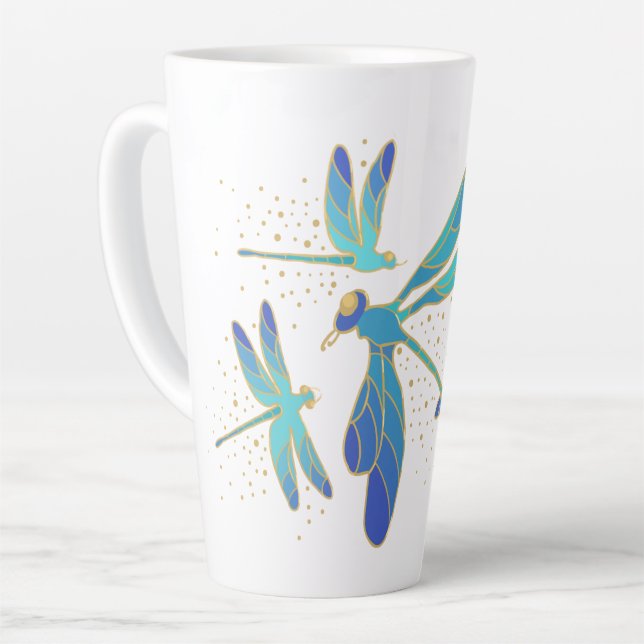 Sparkling Dragonflies Latte Mug (Left Angle)