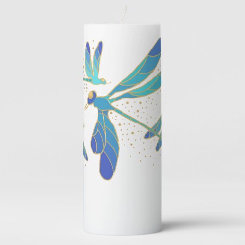 Sparkling Dragonflies Pillar Candle