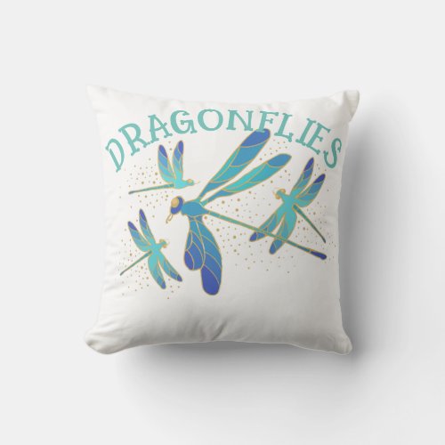 Sparkling Dragonflies Throw Pillow