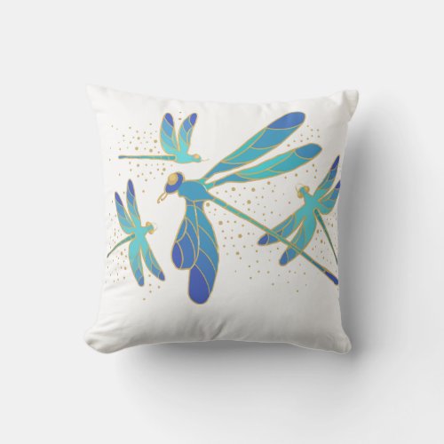 Sparkling Dragonflies Throw Pillow