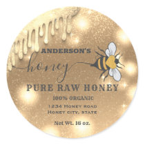 Sparkling drips Bee script honey jar label