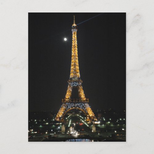 Sparkling Eiffel Tower at Moonlight Postcard