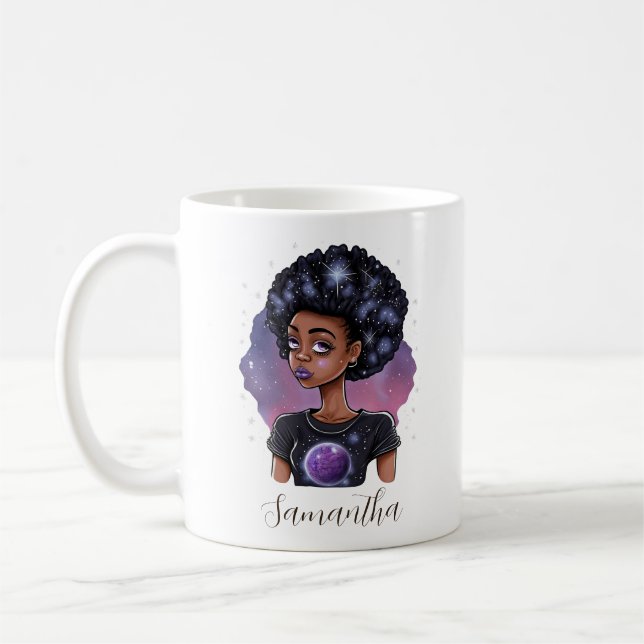 Sparkling Elegant Afro Woman Coffee Mug (Left)
