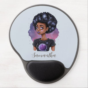 Sparkling Elegant Afro Woman Gel Mouse Pad