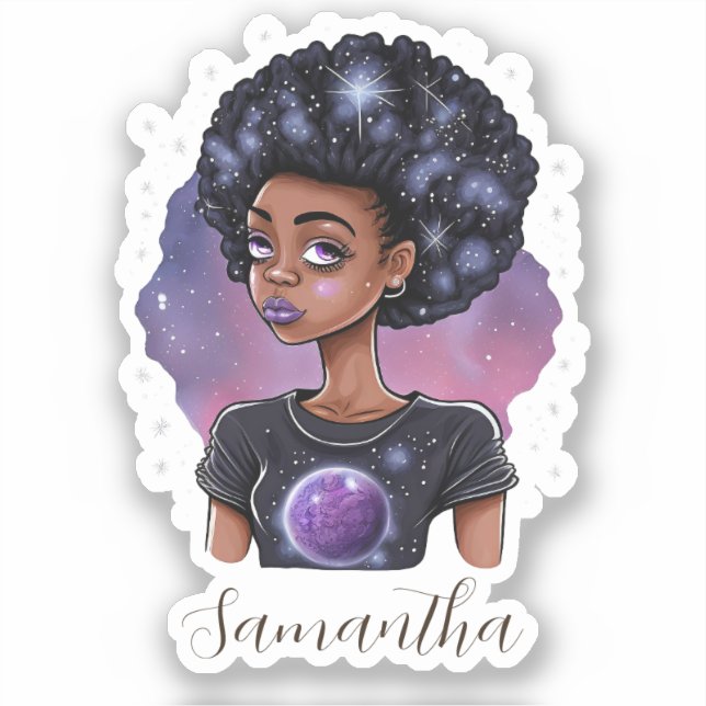 Sparkling Elegant Afro Woman Sticker (Front)